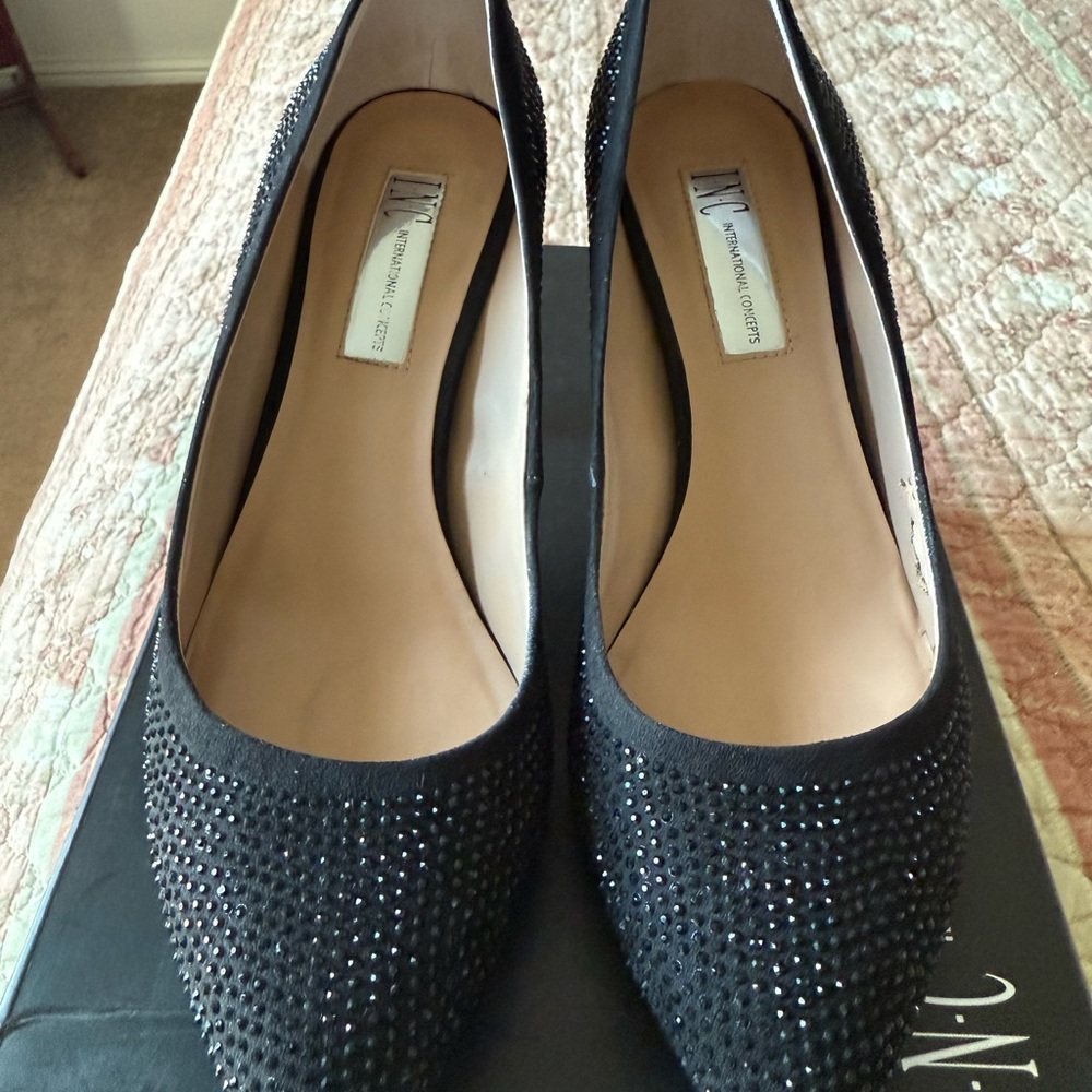 INC International Concepts Black Studded Heels